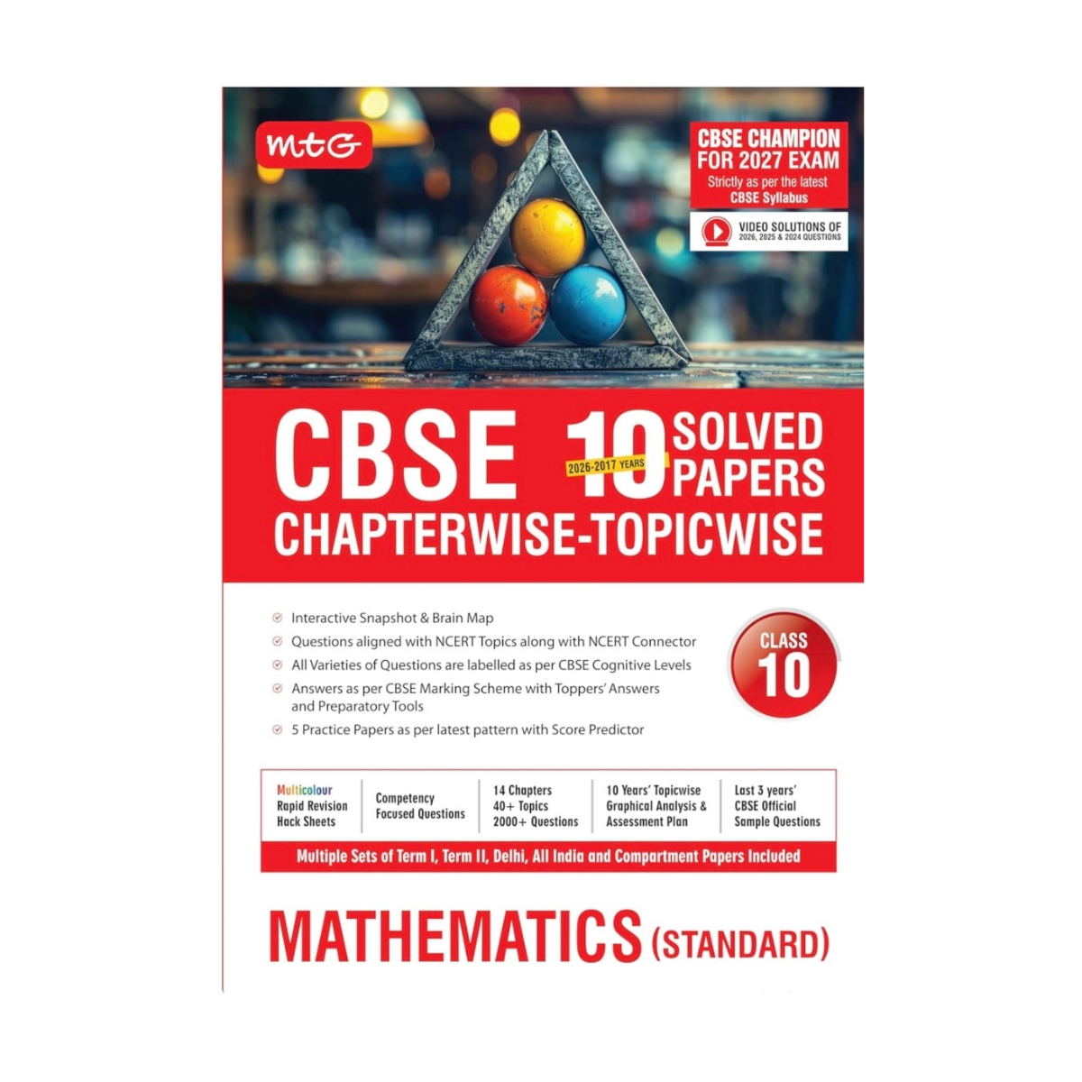 MTG CBSE Class 10 PYQs Book | 10 Years (2026-2017) Chapterwise Topicwise Solved Papers Mathematics Standard - CBSE Champion For 2027 Exam