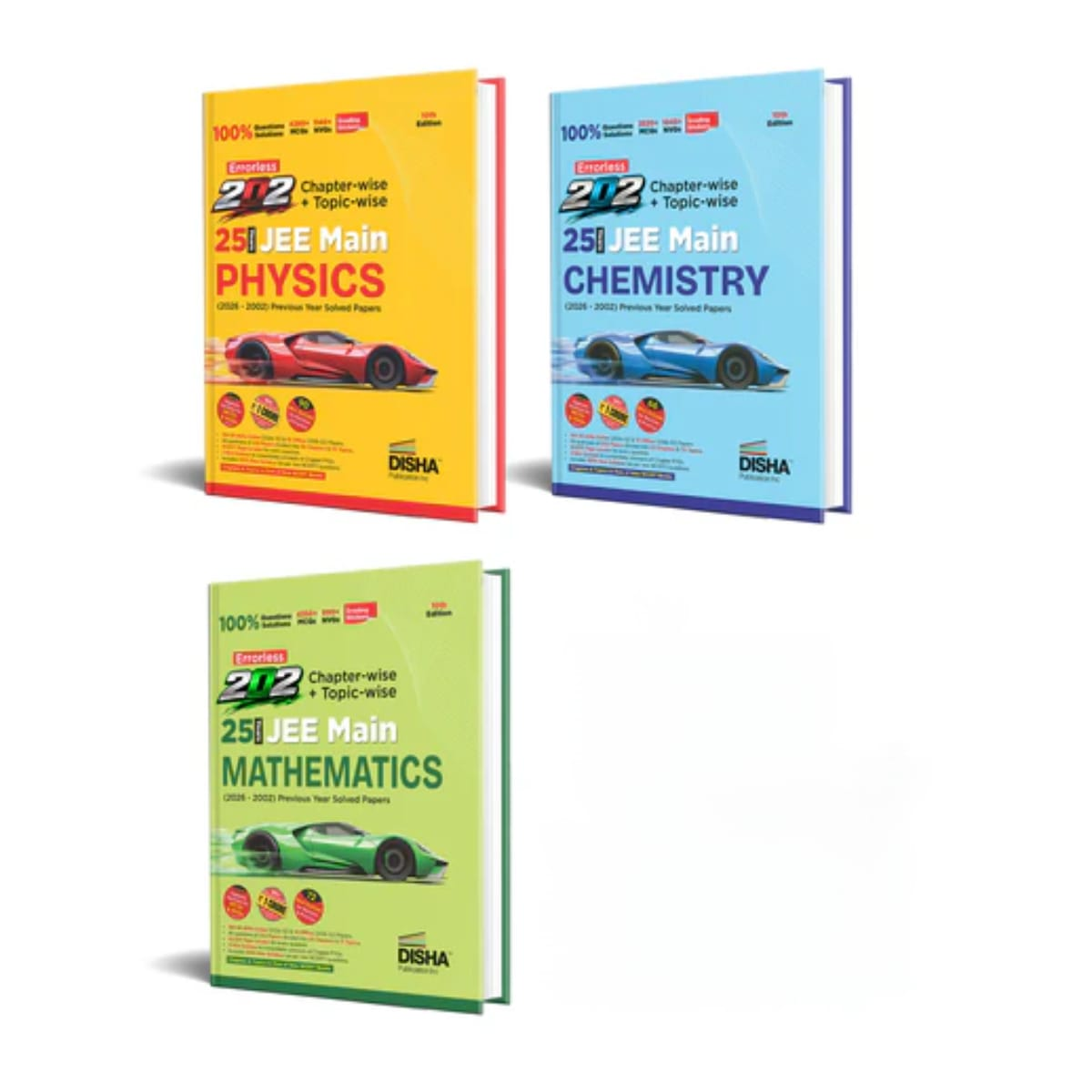 Disha Combo (3 Books) Errorless 202 Chapter-wise & Topic-wise 25 Year Physics, Chemistry & Mathematics JEE Main Previous Year Solved Papers (2026 - 2002) 10th Edn | 100% JEE MAINS PYQ Book | 2027 Exam